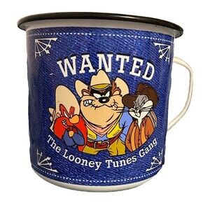 Looney Tunes Wanted Poster Metal Soup Mug Warner Brothers Taz Bugs & Yosemite